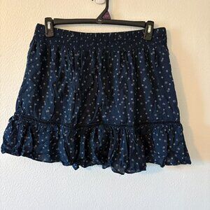 Madewell Floral Mini Skirt Navy White Elastic Waist Large Breezy